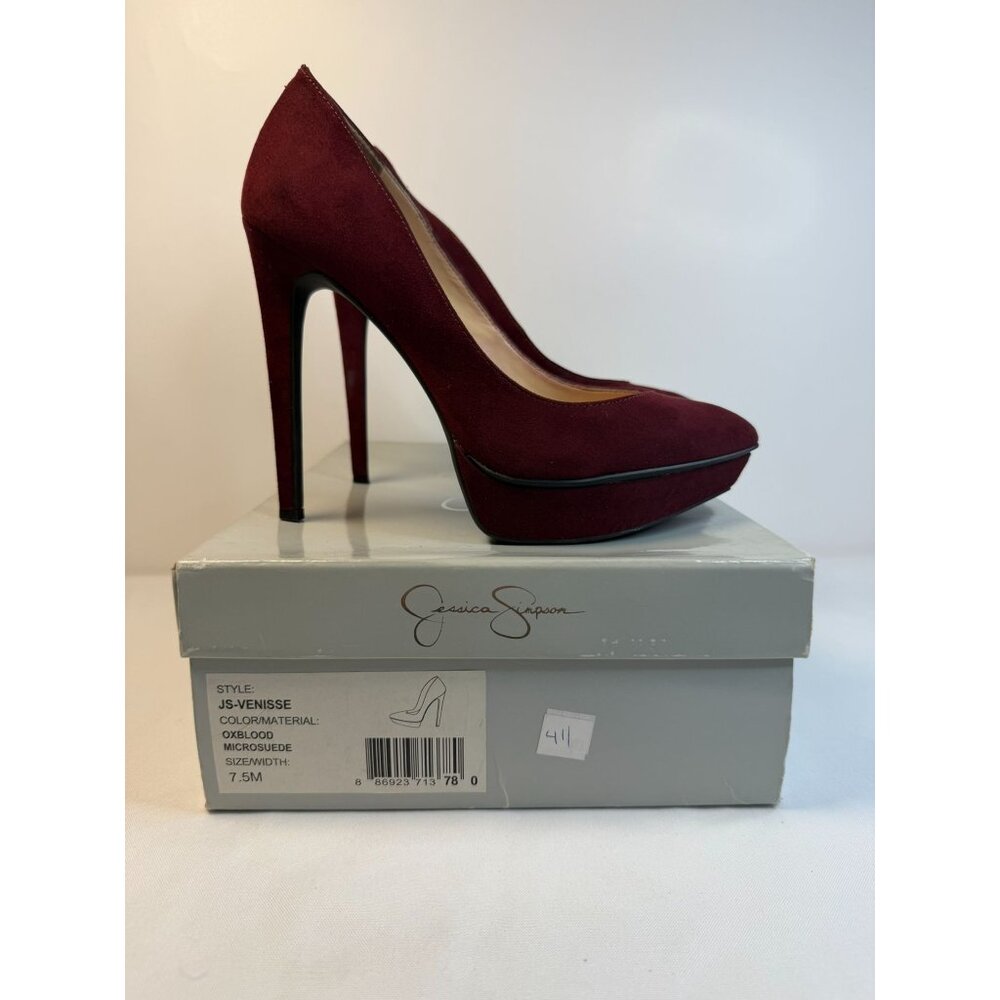 Jessica Simpson Venisse Womens Size 7.5M Burgundy Suede Platform Stiletto Heels - Picture 15 of 16